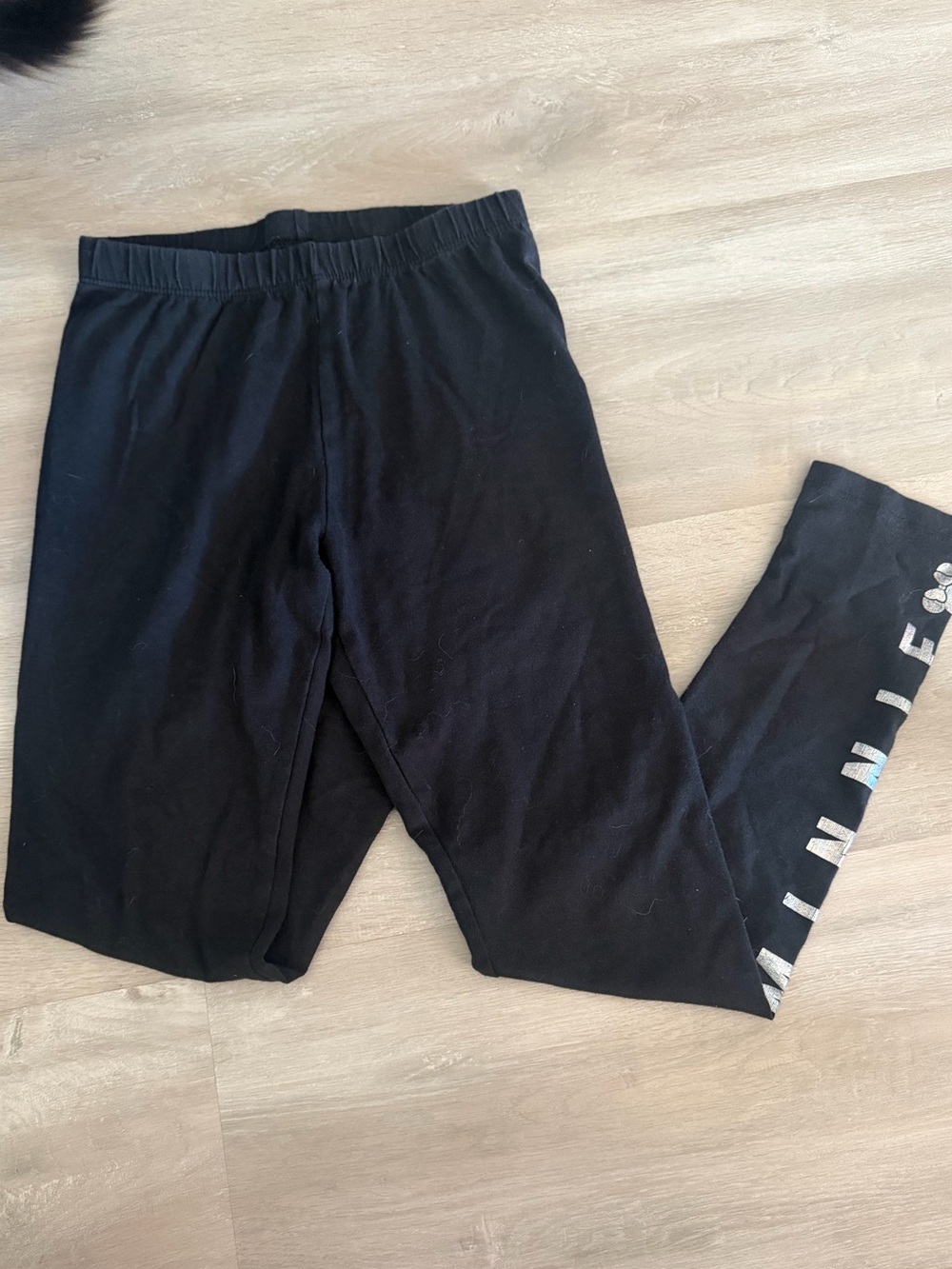 Disney Black Girls' Leggings with Metallic Side Minnie Lettering